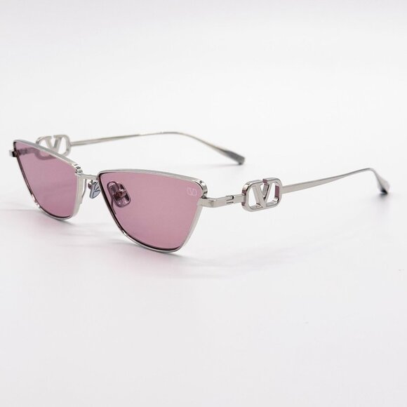 NEW VALENTINO SUNGLASSES VLS-135C SILVER/PINK WOMEN CAT EYE EYEWEAR - Picture 8 of 12